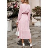image:imagePRETTYGARDEN Womens Floral Boho Long Sleeve Maxi Dress  Wrap V Neck Flowy A Line Swing Dresses Belted Elegant Spring Fall Outfit for Wedding Guest Vacation Date Night PartyPink