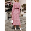 image:imagePRETTYGARDEN Womens Floral Boho Long Sleeve Maxi Dress  Wrap V Neck Flowy A Line Swing Dresses Belted Elegant Spring Fall Outfit for Wedding Guest Vacation Date Night PartyWine Red
