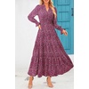 image:imagePRETTYGARDEN Womens Floral Maxi Dress Fall A Line Wedding Guest Dresses  Print Boho Dress Long Sleeve V Neck Fit amp Flare Smocked Waist Casual Long Flowy Elegant Classy Holiday Party OutfitsFloral Red Black