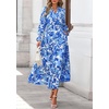 image:imagePRETTYGARDEN Womens Floral Maxi Dress Fall A Line Wedding Guest Dresses  Print Boho Dress Long Sleeve V Neck Fit amp Flare Smocked Waist Casual Long Flowy Elegant Classy Holiday Party OutfitsFloral Blue