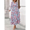 image:imagePRETTYGARDEN Womens Floral Maxi Dress Fall A Line Wedding Guest Dresses  Print Boho Dress Long Sleeve V Neck Fit amp Flare Smocked Waist Casual Long Flowy Elegant Classy Holiday Party OutfitsFloral Blue Red
