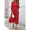 image:imagePRETTYGARDEN Womens Floral Maxi Dress Fall A Line Wedding Guest Dresses  Print Boho Dress Long Sleeve V Neck Fit amp Flare Smocked Waist Casual Long Flowy Elegant Classy Holiday Party OutfitsFloral Red