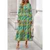 image:imagePRETTYGARDEN Womens Floral Maxi Dress Fall A Line Wedding Guest Dresses  Print Boho Dress Long Sleeve V Neck Fit amp Flare Smocked Waist Casual Long Flowy Elegant Classy Holiday Party OutfitsFloral Green