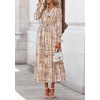 image:imagePRETTYGARDEN Womens Floral Maxi Dress Fall A Line Wedding Guest Dresses  Print Boho Dress Long Sleeve V Neck Fit amp Flare Smocked Waist Casual Long Flowy Elegant Classy Holiday Party OutfitsFloral Khaki