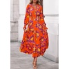 image:imagePRETTYGARDEN Womens Floral Maxi Dress Fall A Line Wedding Guest Dresses  Print Boho Dress Long Sleeve V Neck Fit amp Flare Smocked Waist Casual Long Flowy Elegant Classy Holiday Party OutfitsFloral Orange Purple