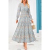 image:imagePRETTYGARDEN Womens Floral Maxi Dress Fall A Line Wedding Guest Dresses  Print Boho Dress Long Sleeve V Neck Fit amp Flare Smocked Waist Casual Long Flowy Elegant Classy Holiday Party OutfitsFloral Blue White