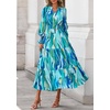 image:imagePRETTYGARDEN Womens Floral Maxi Dress Fall A Line Wedding Guest Dresses  Print Boho Dress Long Sleeve V Neck Fit amp Flare Smocked Waist Casual Long Flowy Elegant Classy Holiday Party OutfitsBlue