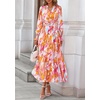 image:imagePRETTYGARDEN Womens Floral Maxi Dress Fall A Line Wedding Guest Dresses  Print Boho Dress Long Sleeve V Neck Fit amp Flare Smocked Waist Casual Long Flowy Elegant Classy Holiday Party OutfitsFloral Brown Purple