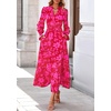 image:imagePRETTYGARDEN Womens Floral Maxi Dress Fall A Line Wedding Guest Dresses  Print Boho Dress Long Sleeve V Neck Fit amp Flare Smocked Waist Casual Long Flowy Elegant Classy Holiday Party OutfitsRed Big Floral