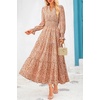 image:imagePRETTYGARDEN Womens Floral Maxi Dress Fall A Line Wedding Guest Dresses  Print Boho Dress Long Sleeve V Neck Fit amp Flare Smocked Waist Casual Long Flowy Elegant Classy Holiday Party OutfitsFloral Orange