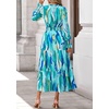 image:imagePRETTYGARDEN Womens Floral Maxi Dress Fall A Line Wedding Guest Dresses  Print Boho Dress Long Sleeve V Neck Fit amp Flare Smocked Waist Casual Long Flowy Elegant Classy Holiday Party OutfitsBlue