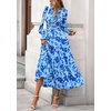 image:imagePRETTYGARDEN Womens Floral Maxi Dress Fall A Line Wedding Guest Dresses  Print Boho Dress Long Sleeve V Neck Fit amp Flare Smocked Waist Casual Long Flowy Elegant Classy Holiday Party OutfitsFloral Light Blue