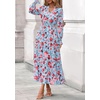 image:imagePRETTYGARDEN Womens Floral Maxi Dress Fall A Line Wedding Guest Dresses  Print Boho Dress Long Sleeve V Neck Fit amp Flare Smocked Waist Casual Long Flowy Elegant Classy Holiday Party OutfitsFloral Blue Red