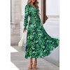 image:imagePRETTYGARDEN Womens Floral Maxi Dress Fall A Line Wedding Guest Dresses  Print Boho Dress Long Sleeve V Neck Fit amp Flare Smocked Waist Casual Long Flowy Elegant Classy Holiday Party OutfitsGreen