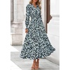 image:imagePRETTYGARDEN Womens Floral Maxi Dress Fall A Line Wedding Guest Dresses  Print Boho Dress Long Sleeve V Neck Fit amp Flare Smocked Waist Casual Long Flowy Elegant Classy Holiday Party OutfitsFloral Blue Yellow