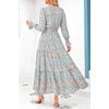 image:imagePRETTYGARDEN Womens Floral Maxi Dress Fall A Line Wedding Guest Dresses  Print Boho Dress Long Sleeve V Neck Fit amp Flare Smocked Waist Casual Long Flowy Elegant Classy Holiday Party OutfitsFloral Blue White