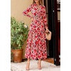 image:imagePRETTYGARDEN Womens Floral Maxi Dress Fall A Line Wedding Guest Dresses  Print Boho Dress Long Sleeve V Neck Fit amp Flare Smocked Waist Casual Long Flowy Elegant Classy Holiday Party OutfitsFloral Orange Pink Red