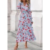 image:imagePRETTYGARDEN Womens Floral Maxi Dress Fall A Line Wedding Guest Dresses  Print Boho Dress Long Sleeve V Neck Fit amp Flare Smocked Waist Casual Long Flowy Elegant Classy Holiday Party OutfitsFloral Blue Red