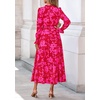 image:imagePRETTYGARDEN Womens Floral Maxi Dress Fall A Line Wedding Guest Dresses  Print Boho Dress Long Sleeve V Neck Fit amp Flare Smocked Waist Casual Long Flowy Elegant Classy Holiday Party OutfitsRed Big Floral