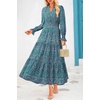 image:imagePRETTYGARDEN Womens Floral Maxi Dress Fall A Line Wedding Guest Dresses  Print Boho Dress Long Sleeve V Neck Fit amp Flare Smocked Waist Casual Long Flowy Elegant Classy Holiday Party OutfitsFloral Purple Green