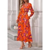 image:imagePRETTYGARDEN Womens Floral Maxi Dress Fall A Line Wedding Guest Dresses  Print Boho Dress Long Sleeve V Neck Fit amp Flare Smocked Waist Casual Long Flowy Elegant Classy Holiday Party OutfitsFloral Orange Purple