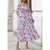 image:imagePRETTYGARDEN Womens Floral Maxi Dress Fall A Line Wedding Guest Dresses  Print Boho Dress Long Sleeve V Neck Fit amp Flare Smocked Waist Casual Long Flowy Elegant Classy Holiday Party OutfitsFloral Blue Red