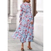 image:imagePRETTYGARDEN Womens Floral Maxi Dress Fall A Line Wedding Guest Dresses  Print Boho Dress Long Sleeve V Neck Fit amp Flare Smocked Waist Casual Long Flowy Elegant Classy Holiday Party OutfitsFloral Blue Red