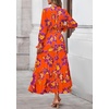 image:imagePRETTYGARDEN Womens Floral Maxi Dress Fall A Line Wedding Guest Dresses  Print Boho Dress Long Sleeve V Neck Fit amp Flare Smocked Waist Casual Long Flowy Elegant Classy Holiday Party OutfitsFloral Orange Purple