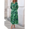 image:imagePRETTYGARDEN Womens Floral Maxi Dress Fall A Line Wedding Guest Dresses  Print Boho Dress Long Sleeve V Neck Fit amp Flare Smocked Waist Casual Long Flowy Elegant Classy Holiday Party OutfitsGreen