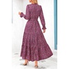 image:imagePRETTYGARDEN Womens Floral Maxi Dress Fall A Line Wedding Guest Dresses  Print Boho Dress Long Sleeve V Neck Fit amp Flare Smocked Waist Casual Long Flowy Elegant Classy Holiday Party OutfitsFloral Red Black