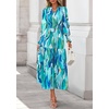image:imagePRETTYGARDEN Womens Floral Maxi Dress Fall A Line Wedding Guest Dresses  Print Boho Dress Long Sleeve V Neck Fit amp Flare Smocked Waist Casual Long Flowy Elegant Classy Holiday Party OutfitsBlue