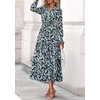image:imagePRETTYGARDEN Womens Floral Maxi Dress Fall A Line Wedding Guest Dresses  Print Boho Dress Long Sleeve V Neck Fit amp Flare Smocked Waist Casual Long Flowy Elegant Classy Holiday Party OutfitsFloral Blue Yellow