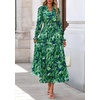 image:imagePRETTYGARDEN Womens Floral Maxi Dress Fall A Line Wedding Guest Dresses  Print Boho Dress Long Sleeve V Neck Fit amp Flare Smocked Waist Casual Long Flowy Elegant Classy Holiday Party OutfitsGreen