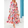 image:imagePRETTYGARDEN Womens Floral Maxi Dress Fall A Line Wedding Guest Dresses  Print Boho Dress Long Sleeve V Neck Fit amp Flare Smocked Waist Casual Long Flowy Elegant Classy Holiday Party OutfitsFloral Apricot Rose Red