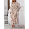 image:imagePRETTYGARDEN Womens Floral Maxi Dress Fall A Line Wedding Guest Dresses  Print Boho Dress Long Sleeve V Neck Fit amp Flare Smocked Waist Casual Long Flowy Elegant Classy Holiday Party OutfitsFloral Khaki