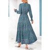 image:imagePRETTYGARDEN Womens Floral Maxi Dress Fall A Line Wedding Guest Dresses  Print Boho Dress Long Sleeve V Neck Fit amp Flare Smocked Waist Casual Long Flowy Elegant Classy Holiday Party OutfitsFloral Purple Green