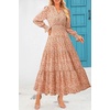 image:imagePRETTYGARDEN Womens Floral Maxi Dress Fall A Line Wedding Guest Dresses  Print Boho Dress Long Sleeve V Neck Fit amp Flare Smocked Waist Casual Long Flowy Elegant Classy Holiday Party OutfitsFloral Orange