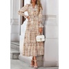 image:imagePRETTYGARDEN Womens Floral Maxi Dress Fall A Line Wedding Guest Dresses  Print Boho Dress Long Sleeve V Neck Fit amp Flare Smocked Waist Casual Long Flowy Elegant Classy Holiday Party OutfitsFloral Khaki