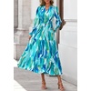 image:imagePRETTYGARDEN Womens Floral Maxi Dress Fall A Line Wedding Guest Dresses  Print Boho Dress Long Sleeve V Neck Fit amp Flare Smocked Waist Casual Long Flowy Elegant Classy Holiday Party OutfitsBlue