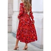 image:imagePRETTYGARDEN Womens Floral Maxi Dress Fall A Line Wedding Guest Dresses  Print Boho Dress Long Sleeve V Neck Fit amp Flare Smocked Waist Casual Long Flowy Elegant Classy Holiday Party OutfitsFloral Red