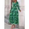 image:imagePRETTYGARDEN Womens Floral Maxi Dress Fall A Line Wedding Guest Dresses  Print Boho Dress Long Sleeve V Neck Fit amp Flare Smocked Waist Casual Long Flowy Elegant Classy Holiday Party OutfitsGreen
