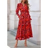 image:imagePRETTYGARDEN Womens Floral Maxi Dress Fall A Line Wedding Guest Dresses  Print Boho Dress Long Sleeve V Neck Fit amp Flare Smocked Waist Casual Long Flowy Elegant Classy Holiday Party OutfitsFloral Red