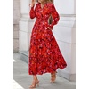 image:imagePRETTYGARDEN Womens Floral Maxi Dress Fall A Line Wedding Guest Dresses  Print Boho Dress Long Sleeve V Neck Fit amp Flare Smocked Waist Casual Long Flowy Elegant Classy Holiday Party OutfitsFloral Red
