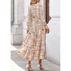 image:imagePRETTYGARDEN Womens Floral Maxi Dress Fall A Line Wedding Guest Dresses  Print Boho Dress Long Sleeve V Neck Fit amp Flare Smocked Waist Casual Long Flowy Elegant Classy Holiday Party OutfitsFloral Khaki