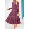 image:imagePRETTYGARDEN Womens Floral Maxi Dress Fall A Line Wedding Guest Dresses  Print Boho Dress Long Sleeve V Neck Fit amp Flare Smocked Waist Casual Long Flowy Elegant Classy Holiday Party OutfitsFloral Red Black