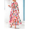 image:imagePRETTYGARDEN Womens Floral Maxi Dress Fall A Line Wedding Guest Dresses  Print Boho Dress Long Sleeve V Neck Fit amp Flare Smocked Waist Casual Long Flowy Elegant Classy Holiday Party OutfitsFloral Apricot Rose Red