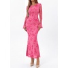image:imagePRETTYGARDEN Womens Floral Maxi Fall Wedding Guest Dress  Lightweight Stretchy Mesh Long Bell Sleeves Bodycon Mermaid Fit Elegant Dresses for Cocktail Holiday Party Formal EventsPink