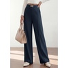 image:imagePRETTYGARDEN Womens High Waisted Dressy Casual Pants  Decoration BuckleFront Seam Trousers with PocketsBusiness Casual OutfitsWork Office SlacksDaily Palazzo Pants All SeasonNavy Blue