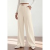 image:imagePRETTYGARDEN Womens High Waisted Dressy Casual Pants  Decoration BuckleFront Seam Trousers with PocketsBusiness Casual OutfitsWork Office SlacksDaily Palazzo Pants All SeasonBeige