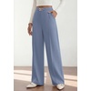 image:imagePRETTYGARDEN Womens High Waisted Dressy Casual Pants  Decoration BuckleFront Seam Trousers with PocketsBusiness Casual OutfitsWork Office SlacksDaily Palazzo Pants All SeasonGrey Blue